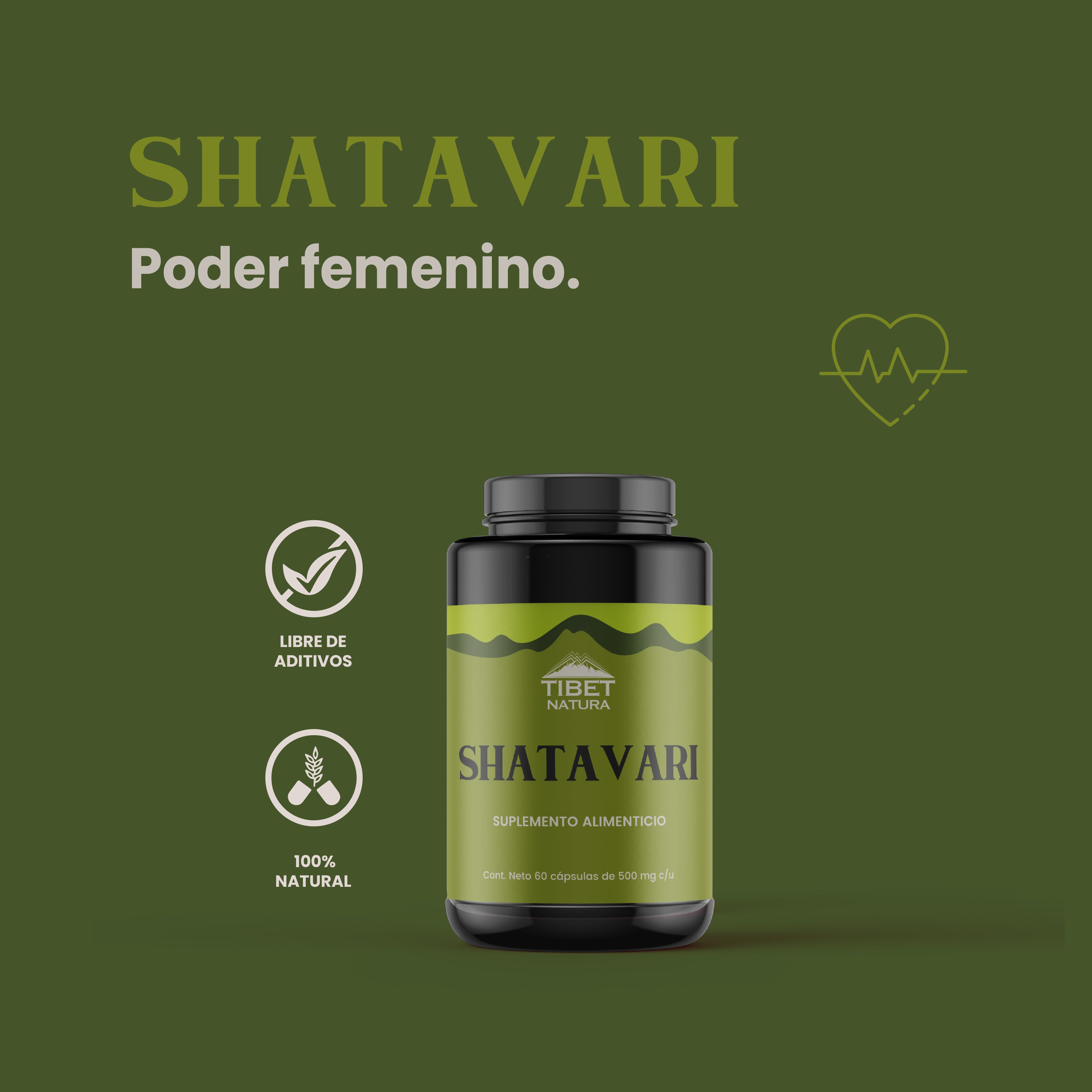 Shatavari - 60 Cápsulas 500 mg c/u - Suplemento Alimenticio Natural - Hongos Adaptógenos - Sin Azúcar - Ni Aditivos - 100% Natural