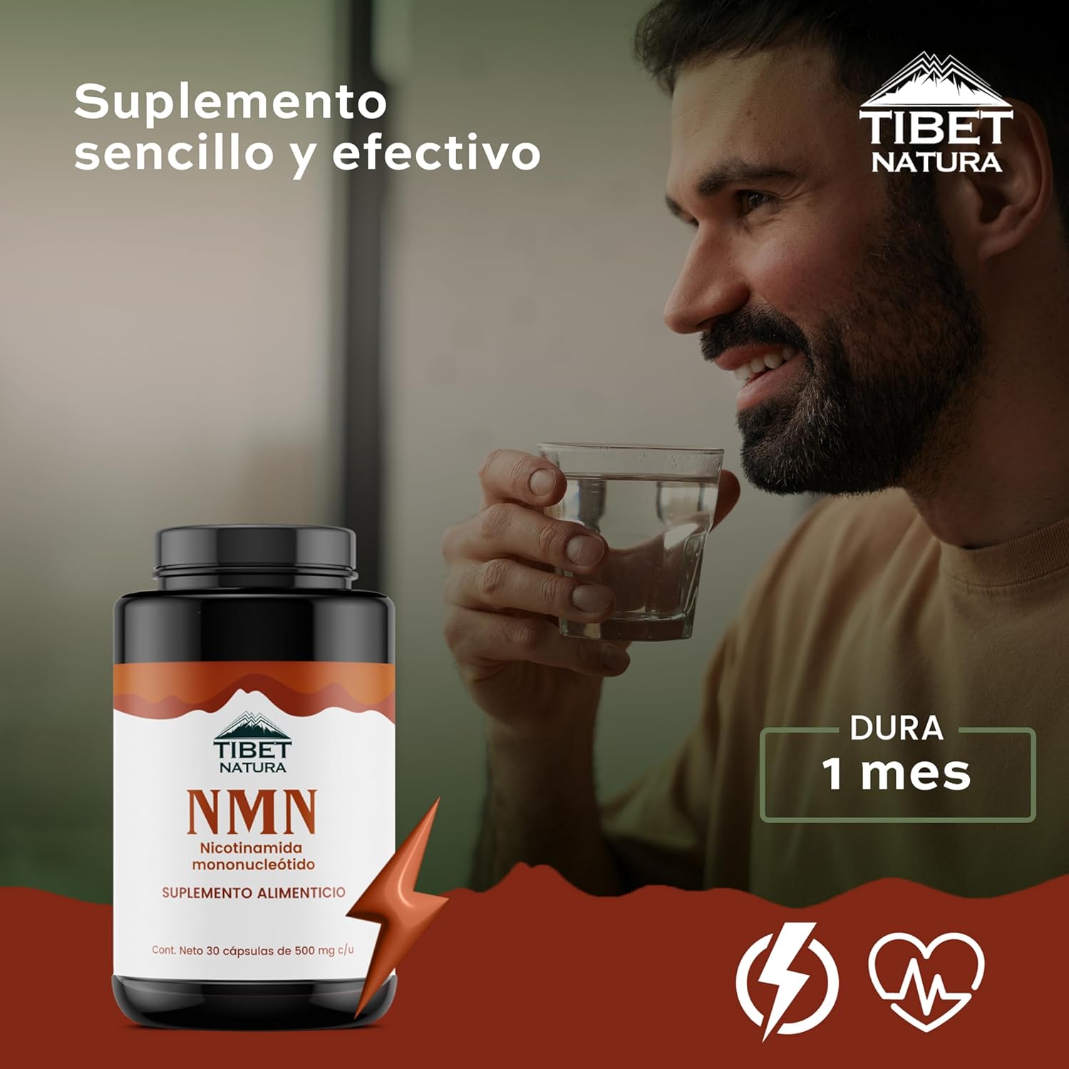 NMN 30 Cápsulas de 500 mg.
