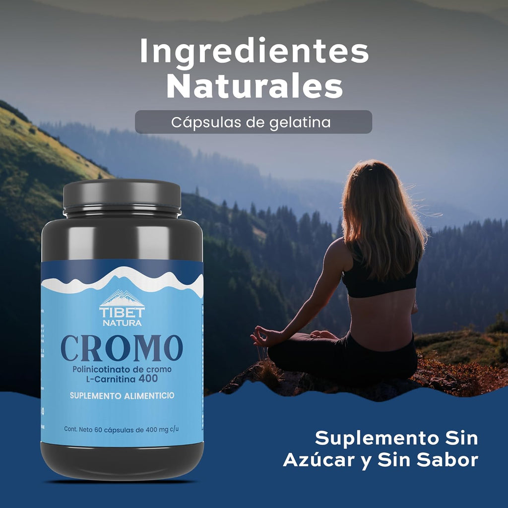 Cromo Con L-Carnitina 60 cápsulas de 400 mg.