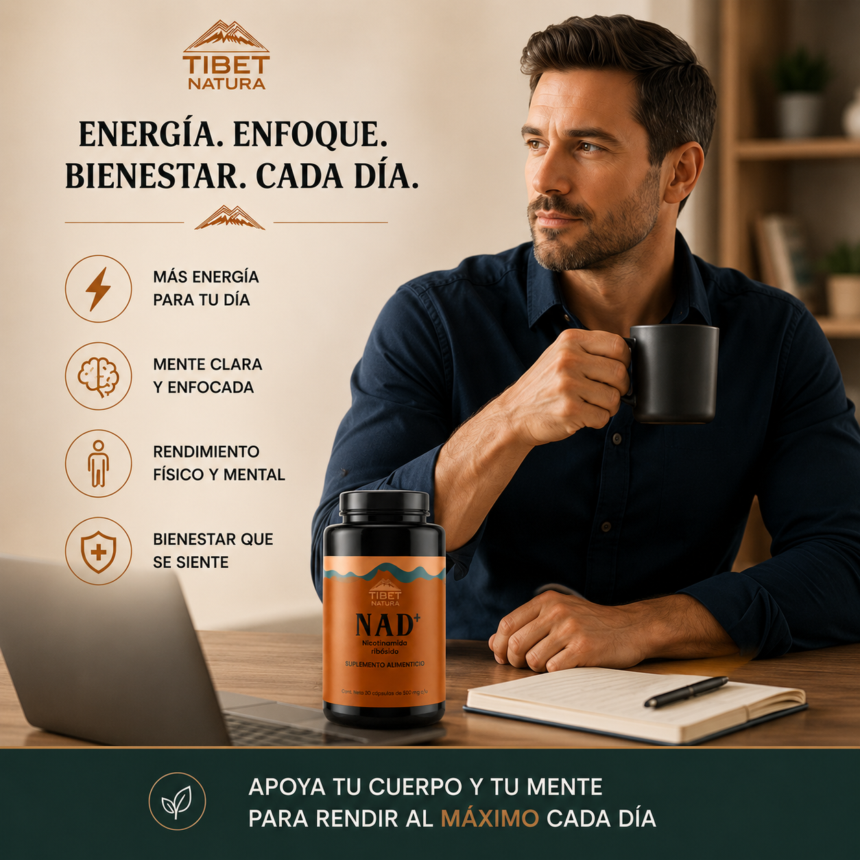 NAD 30 cápsulas de 500 mg.