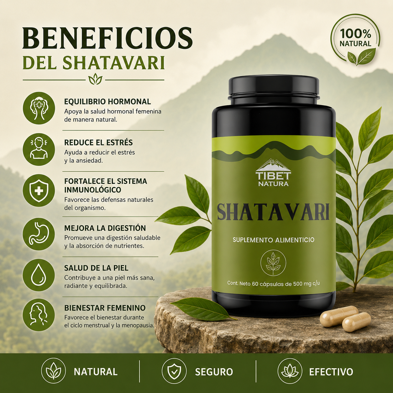 Shatavari 60 cápsulas de 500 mg.