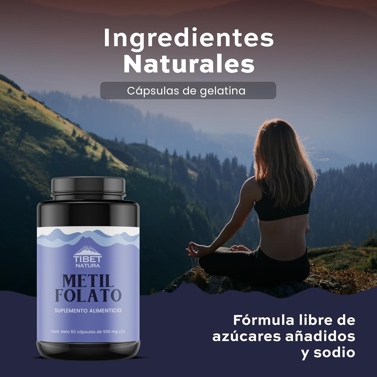 Metil folato 60 cápsulas de 500 mg.