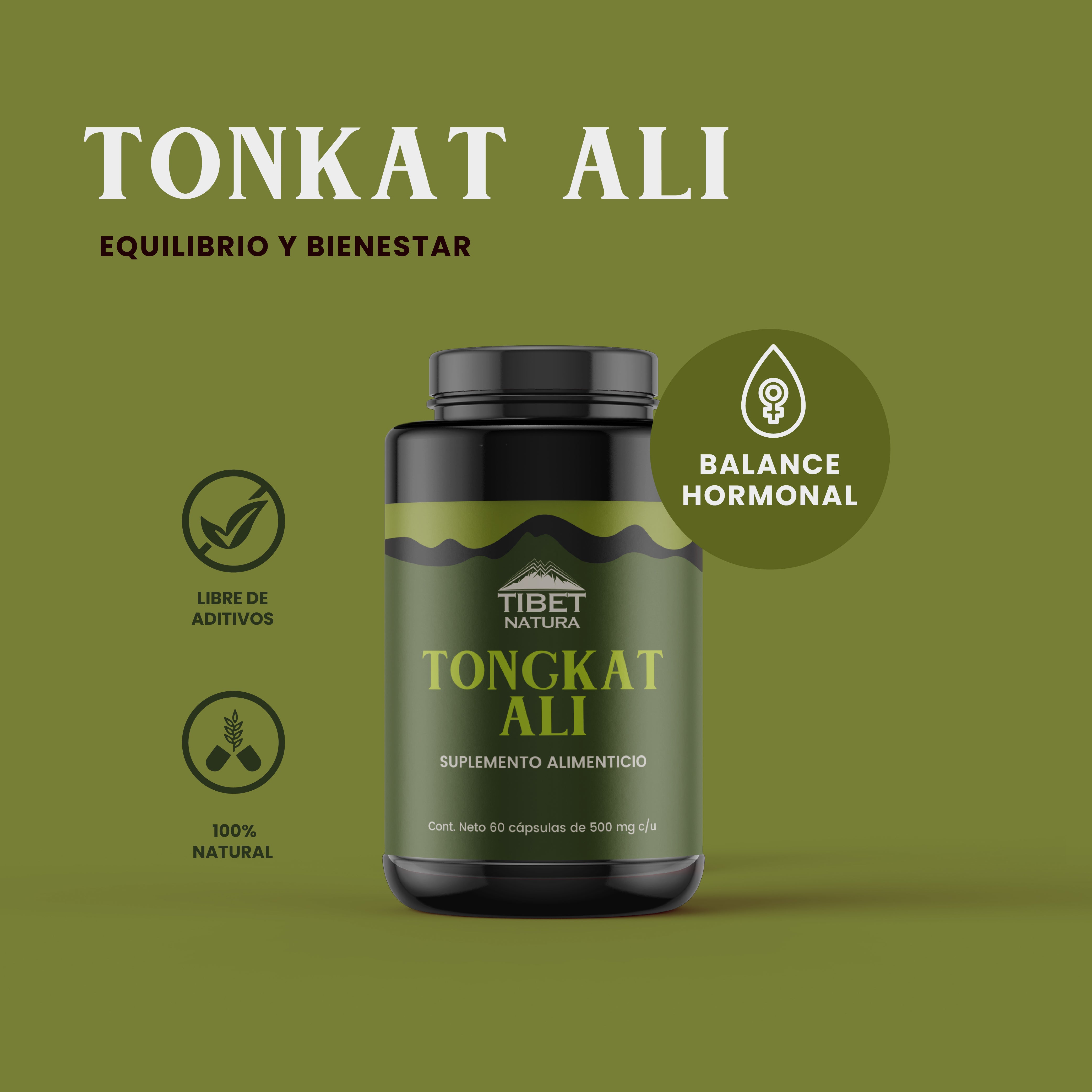 Tongkat Ali - 60 Cápsulas 500 mg - Suplemento Alimenticio Natural - Sin Azúcar Ni Aditivos